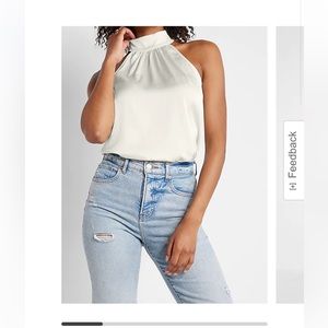 Halter Neck Ruched Top Light Green